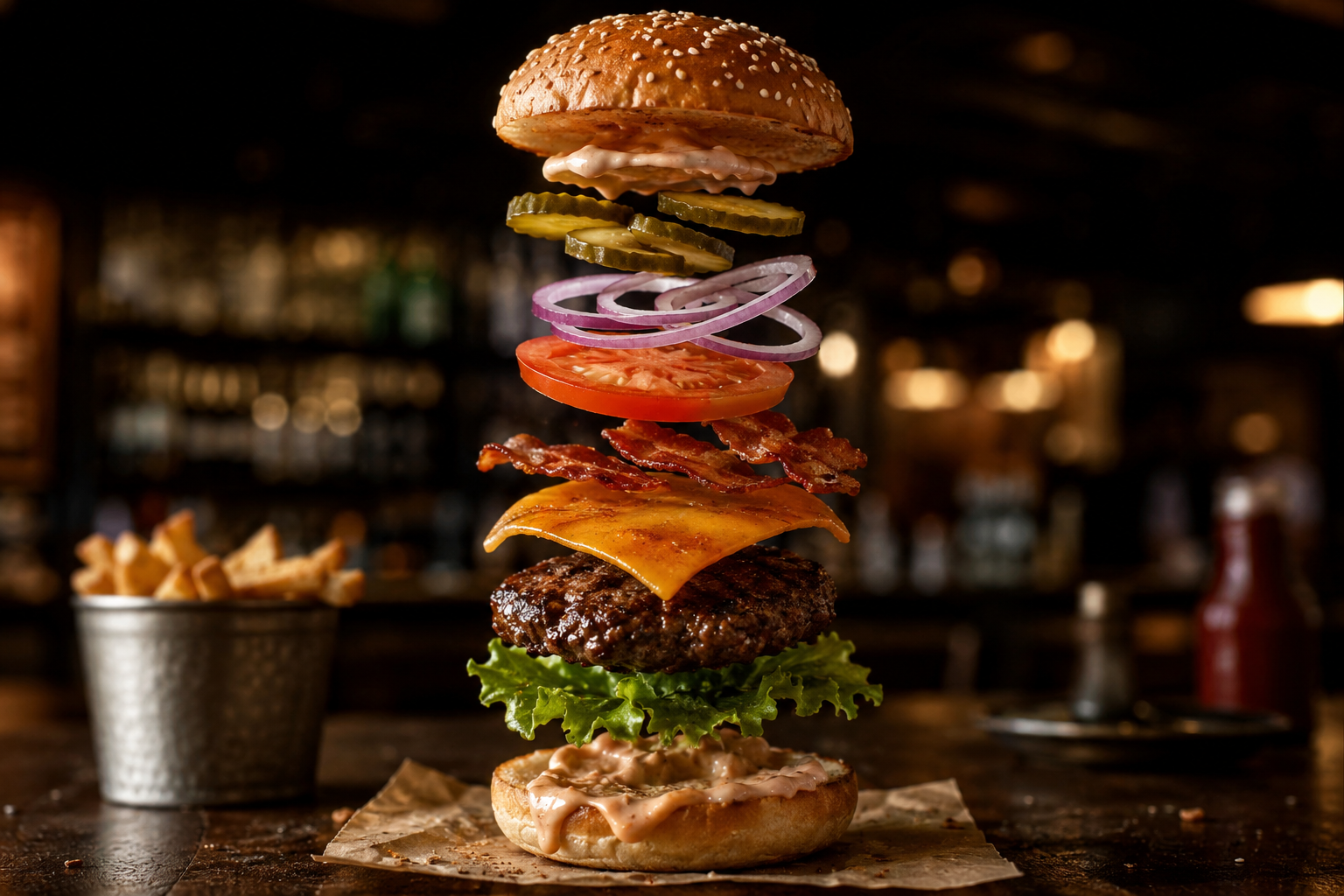 Individuell zusammengestellter Burger